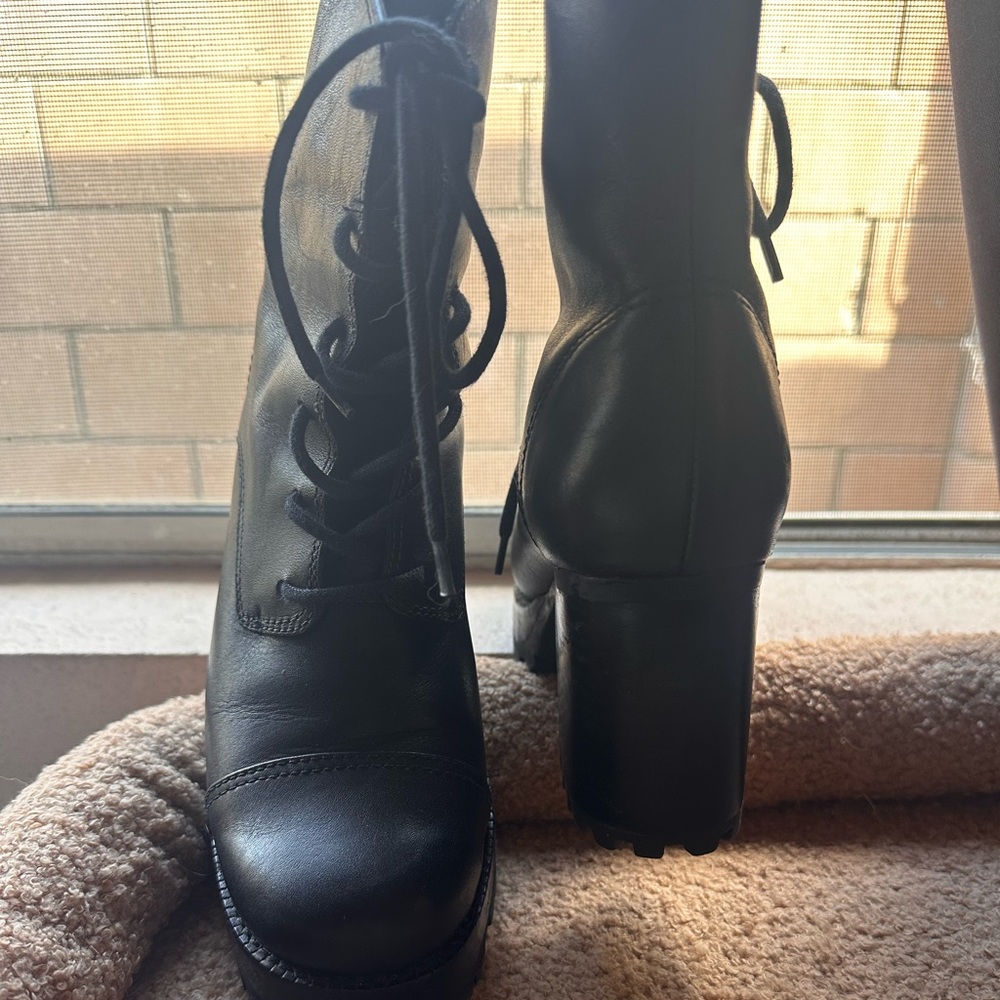 SCHUTZ LEATHER COMBAT STYLE BOOTS